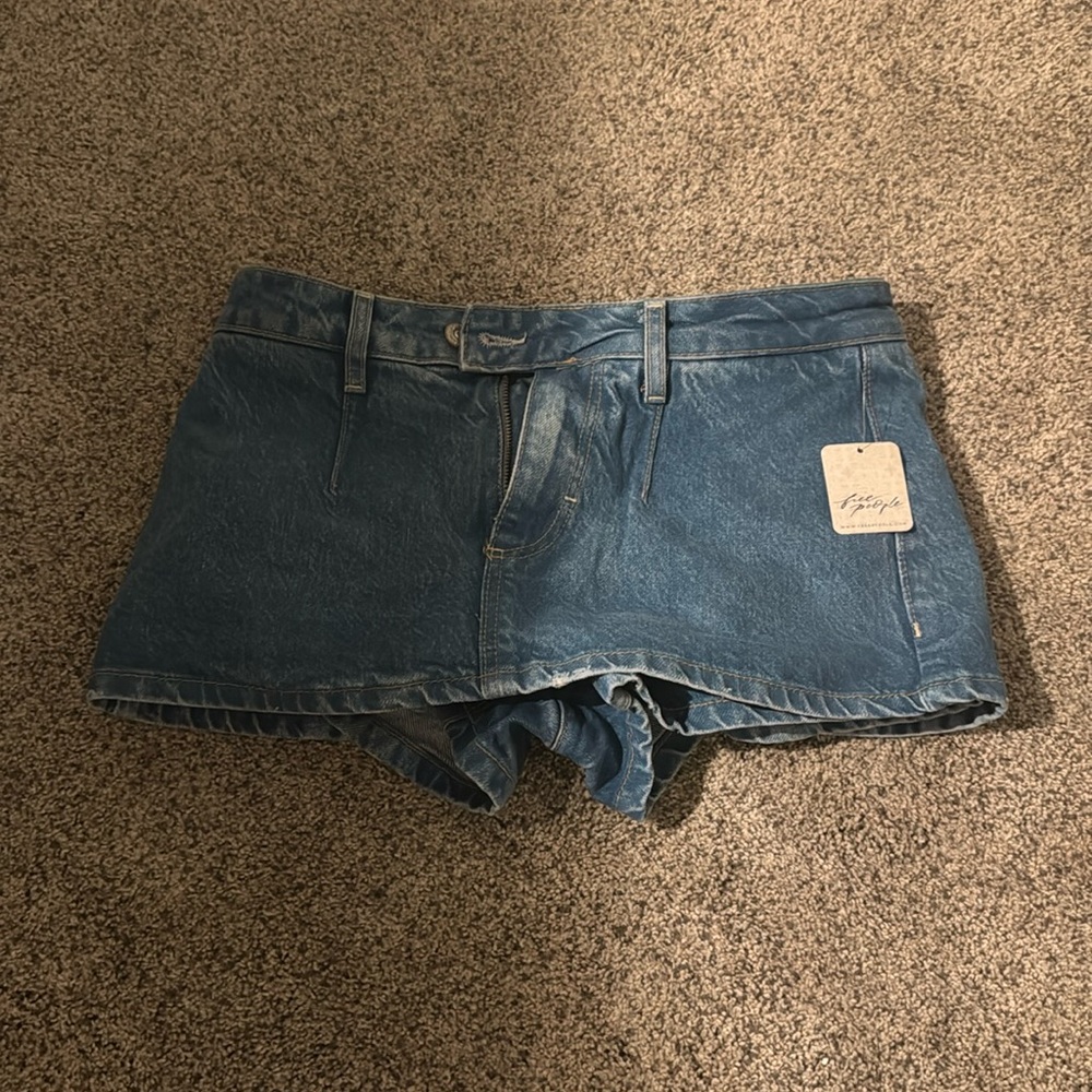 Free people peekaboo skort in blue denim wash